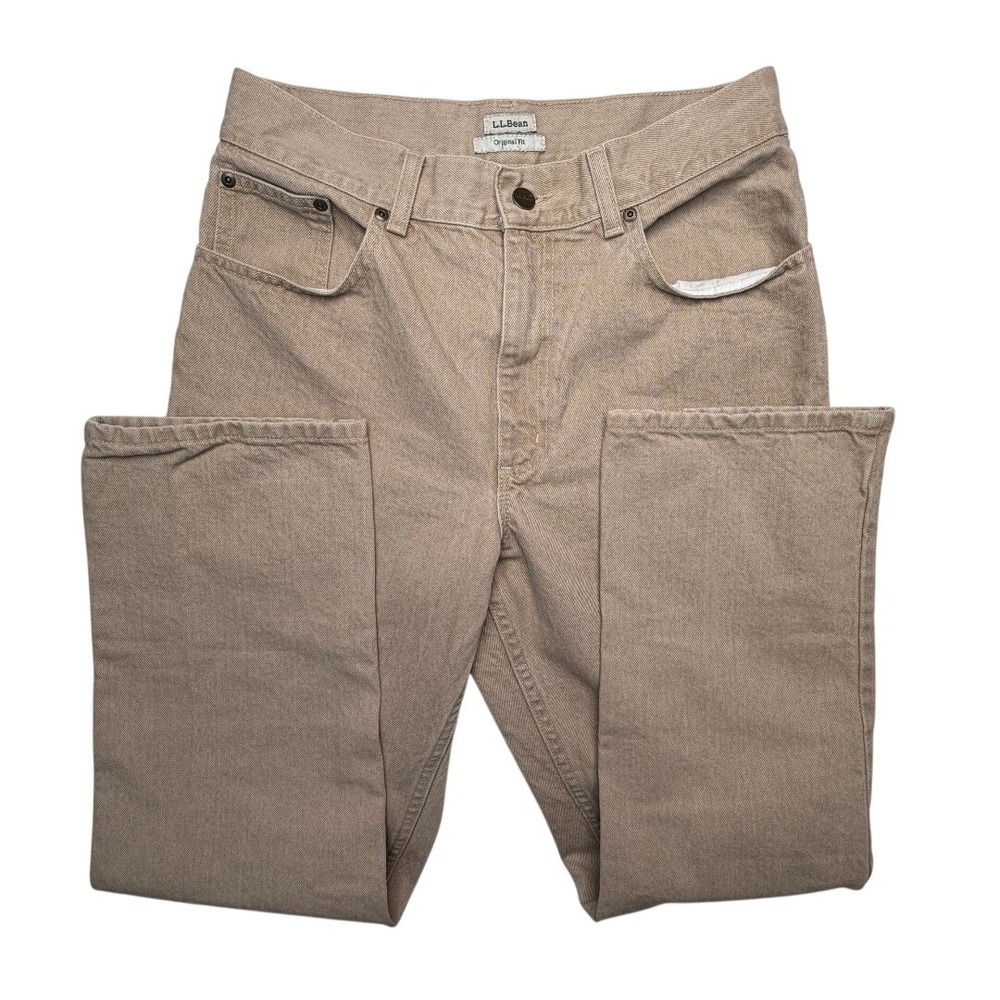 LL Bean‎ Original Fit Tan Cotton High Waist Jeans Straight Leg Women 10 Reg